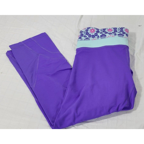 Lululemon Inspire Crop II Womens Sz 6 Power Purple Twiggy Print Luxtreme Legging - Picture 1 of 7